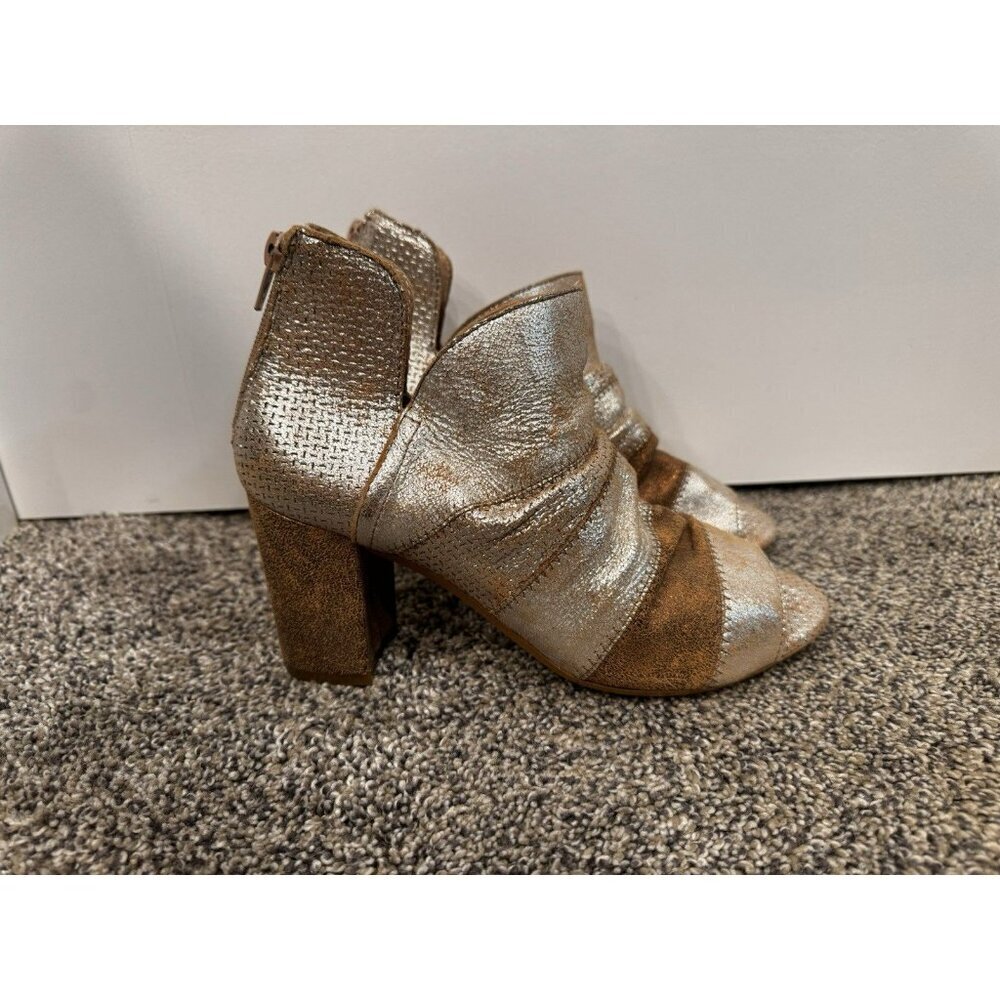 Unity In Diversity Women’s Metallic Open Toe Ankle Heels Size 37 EUC